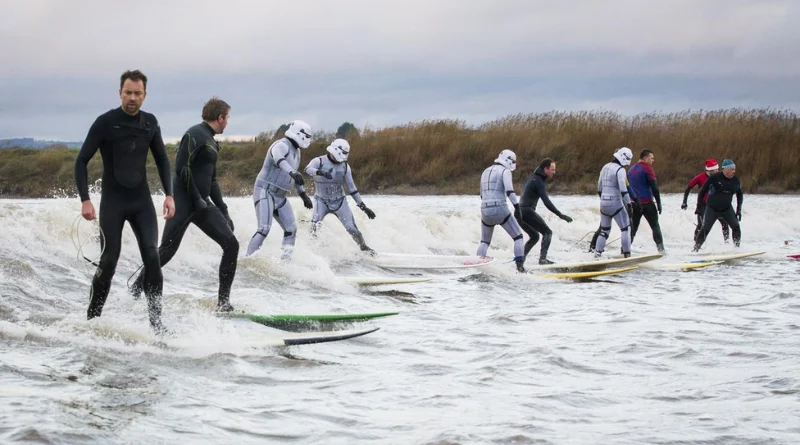 Surfers Conquer the Raging Severn Bore Tidal Surge,mrprecious,mr precious